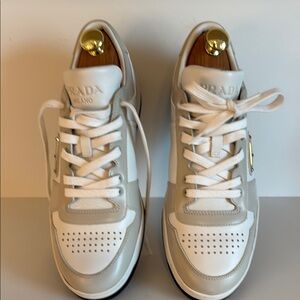 Prada Men's Downtown Leather Low-Top Sneakers